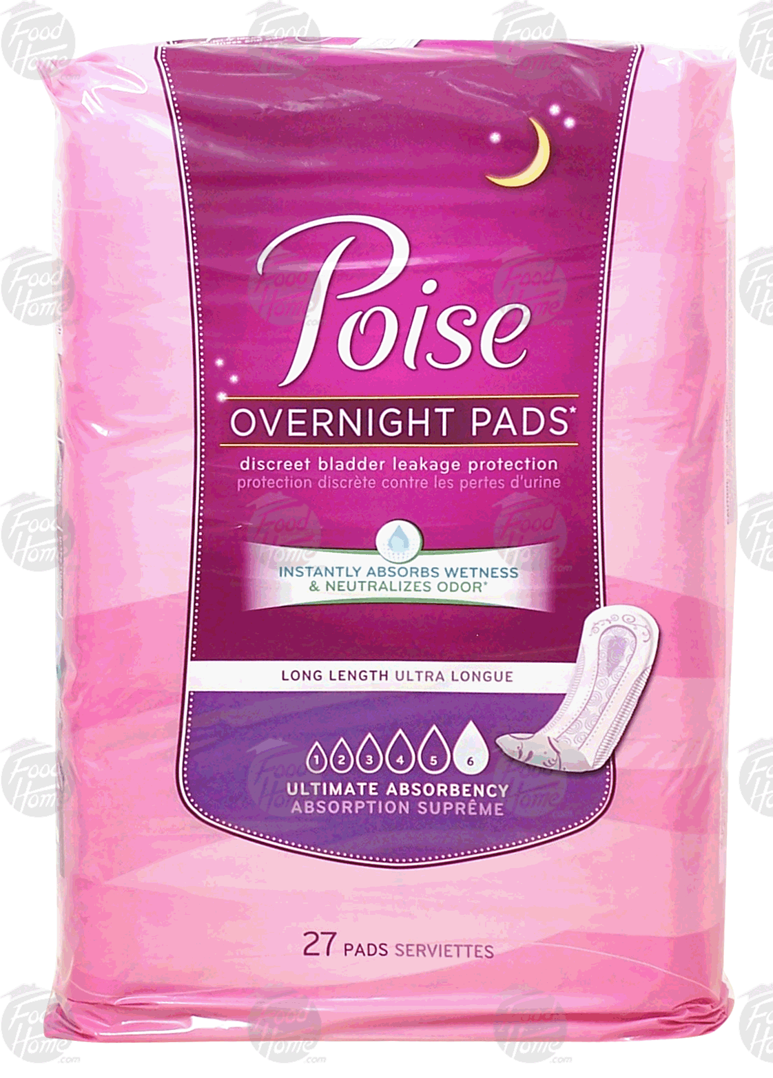 Poise Overnight Pads discreet bladder leakage protection, long length, ultimate absorbency Full-Size Picture